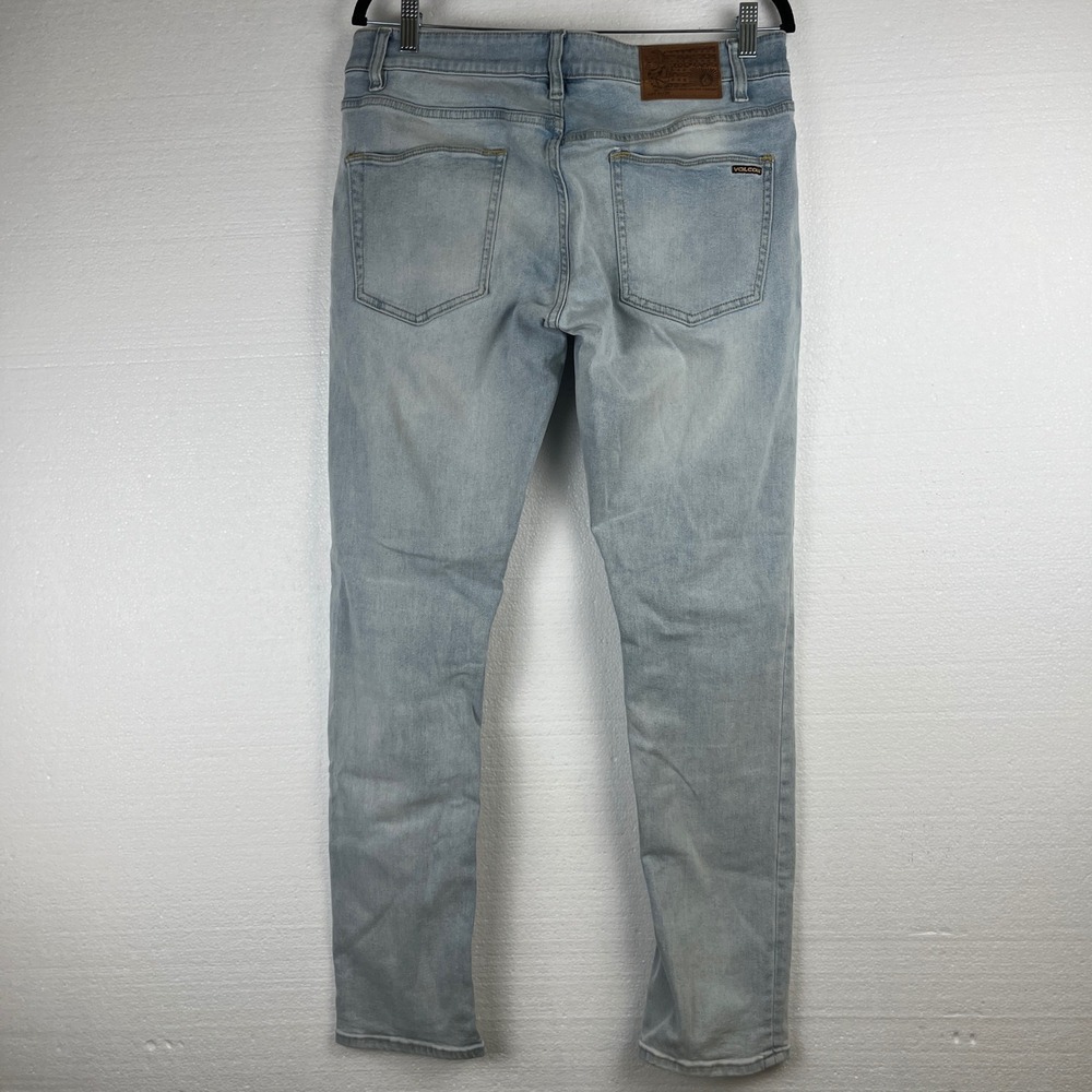 Volcom Vorta Slim Tapered Jeans Mens 31 (Measures 33) Light Wash Denim Skater - Picture 2 of 12
